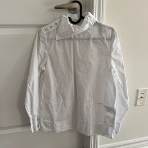 Ganni White Shirt, With Unique Collar Design